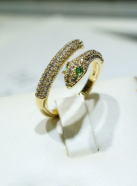 大气蛇头日韩风可调节开口戒指