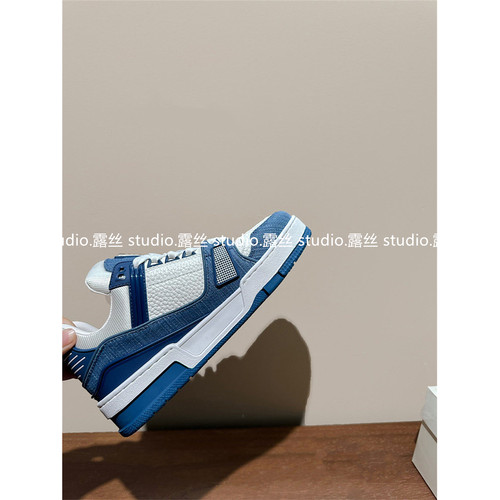 露丝 studio厚底增高水泥白休闲运动鞋女真皮情侣款系带白色板鞋