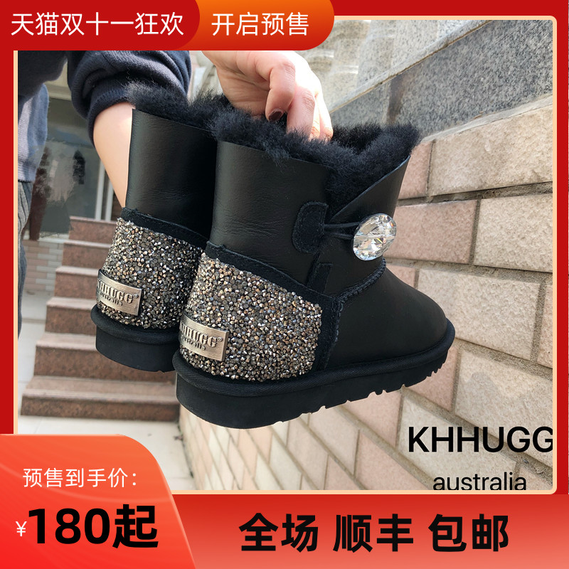 khhugg雪地靴女2021皮面一脚蹬