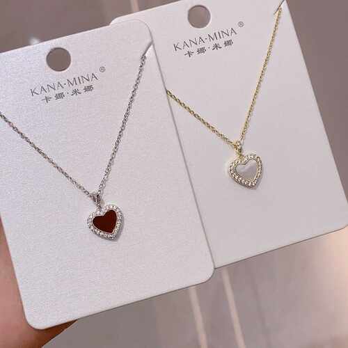 卡娜米娜美简约小众贝母珠光项链吊坠星星微镶锆石锁骨链百搭爱心