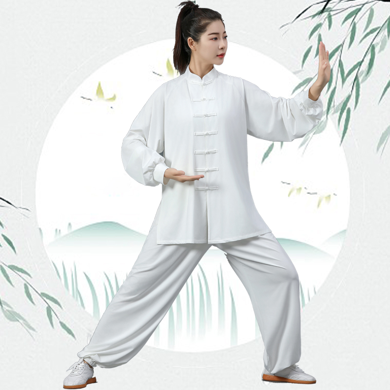 恒树太极服牛奶丝练功服气功打坐养生八段锦武术表演服散打晨练服