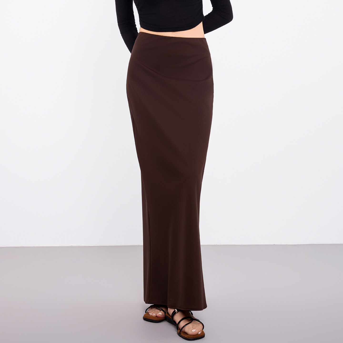 意大利进口可机洗羊毛西装面料斜裁后开叉鱼尾半身裙秋冬开叉半裙