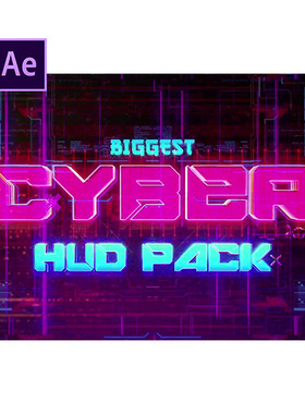 赛博朋克科幻文字信息故障背景元素AE模板 Biggest Cyber