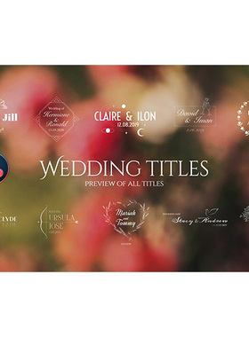 50枚优雅浪漫婚礼标题字幕达芬奇模板 Wedding Titles