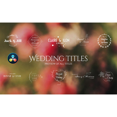 50枚优雅浪漫婚礼标题字幕达芬奇模板 Wedding Titles
