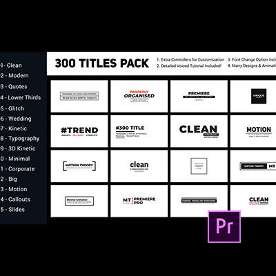 300组商务企业文字动画排版字幕 Premiere Pro 基本图形模板