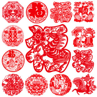 2026新年马年剪纸窗花中国特色出国礼品蔚县客厅装饰画过年福字贴
