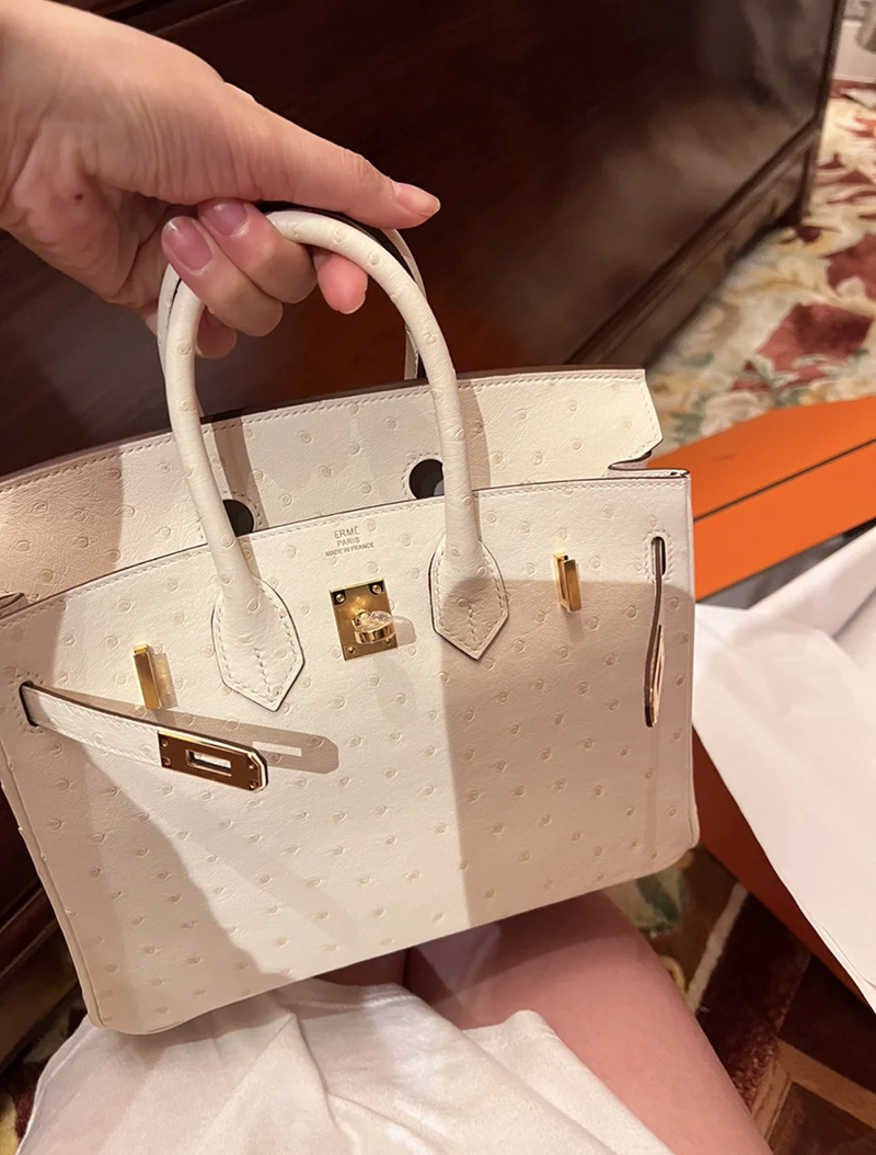 luxe甄选 3c羊毛白bk铂金包h鸵鸟皮名媛贵妇高级手提包纯手工定制