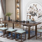 高端新中式 办公接待功夫茶台泡茶桌 禅意仿古全实木茶桌椅组合