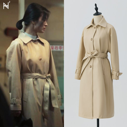 小个子中长款风衣宽松PU皮外套女