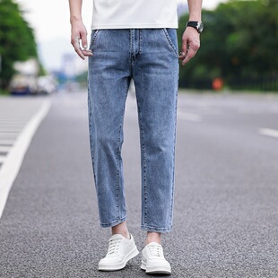 男款 薄款 直筒修身 春夏季 矮小个子男生九分裤 160cm八分小脚牛仔裤