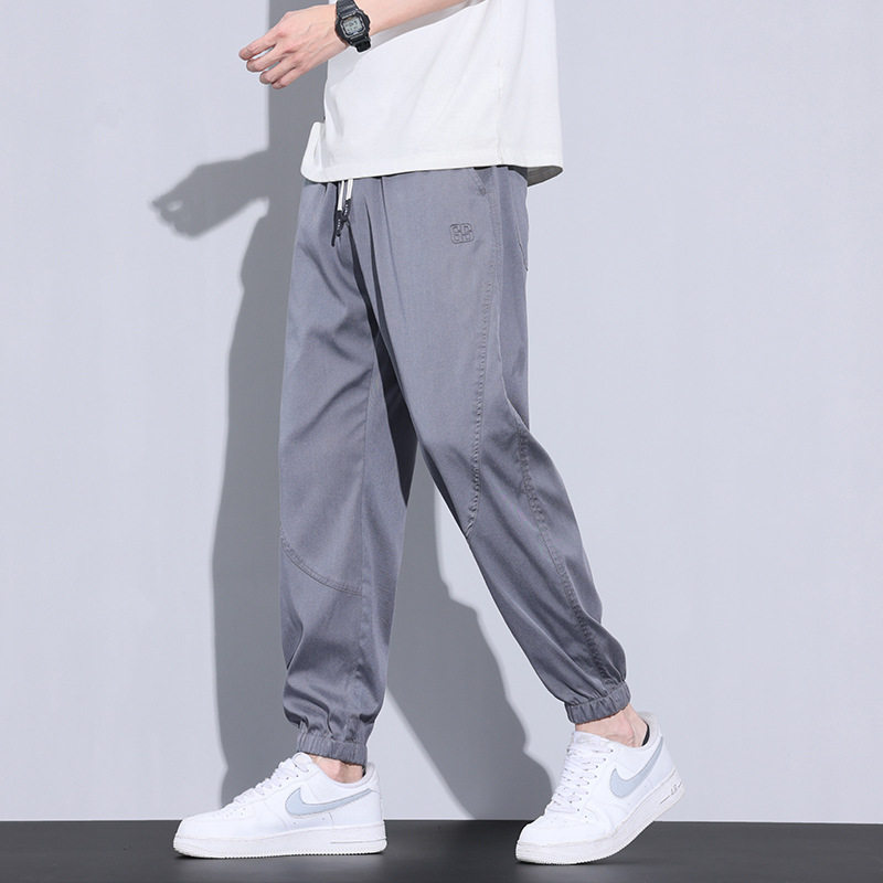 宽松冰丝裤子男夏季薄款韩版潮流九分长裤百搭束脚休闲裤男士夏天