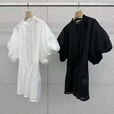 已定 韩国东大门代购2026夏at the bagel女士时尚百搭泡泡袖衬衫