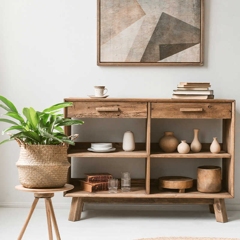 复古做旧实木原木家用餐边柜客厅储物柜置物台茶水柜门厅柜子美式