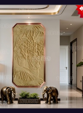 砂岩浮雕棕榈叶壁饰室内外壁挂酒店背景墙装饰走道花草壁画外墙砖