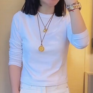 白色打底衫2025新款女秋季半高领加绒内搭棉质立领上衣长袖t恤