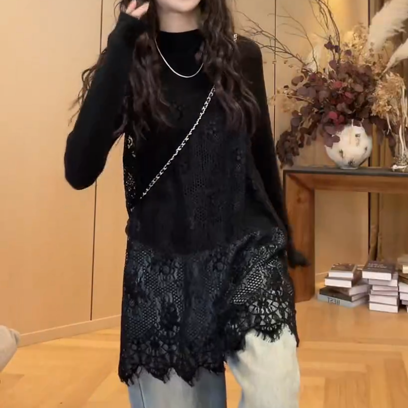 韩国东大门早春新款通勤风简约感袖口拼接蕾丝喇叭袖丝绒小衫上衣,女装/女士精品,时尚套装,淘宝优惠券,粉丝福利购,淘宝优惠卷