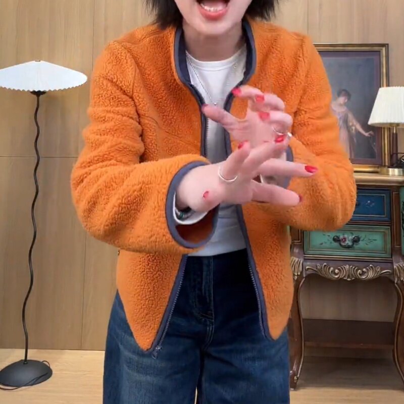 摇粒绒休闲撞色长袖短外套女冬季2025新款今年流行百搭设计感上衣,女装/女士精品,卫衣/绒衫,淘宝优惠券,粉丝福利购,淘宝优惠卷