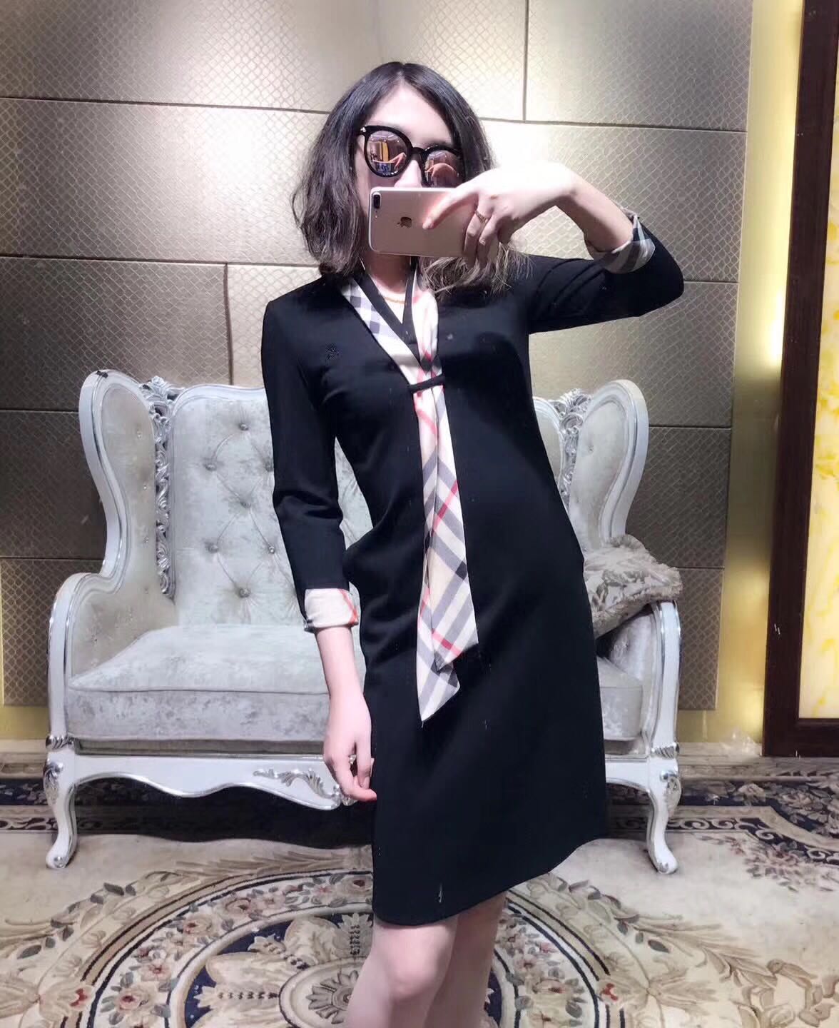 BIDITIRRY 专柜正品秋装新款女装修身显瘦气质高雅长袖连衣裙女士