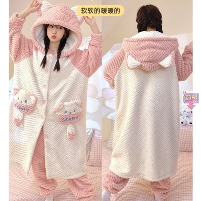 出院服产妇外穿十二月份长袍防风月子服保暖大码秋冬季带帽子冬天