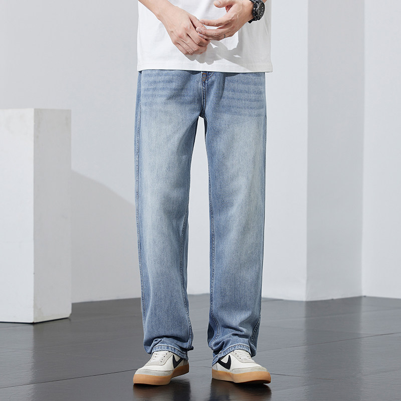 2025年春夏新款莱赛尔凉感薄款牛仔裤男宽松直筒潮休闲垂感锥型