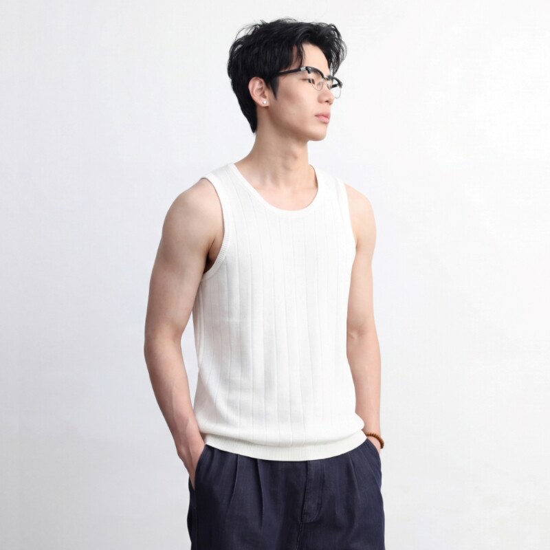 着佳夏季冰丝透气修身男工字背心