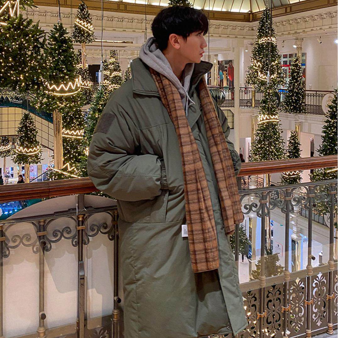 韩系男中长款棉大衣外套明星款潮宽松加厚棉衣棉服高级感冬装棉袄