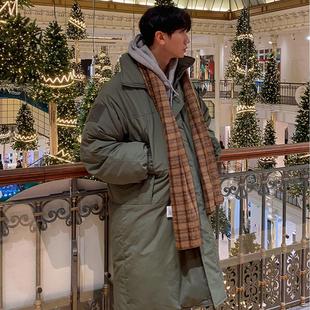 韩系男中长款棉大衣外套明星款潮宽松加厚棉衣棉服高级感冬装棉袄