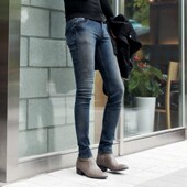 紧身长裤 韩国个性 男 复古冬季 铅笔裤 做旧紧身牛仔裤 小脚男明星同款