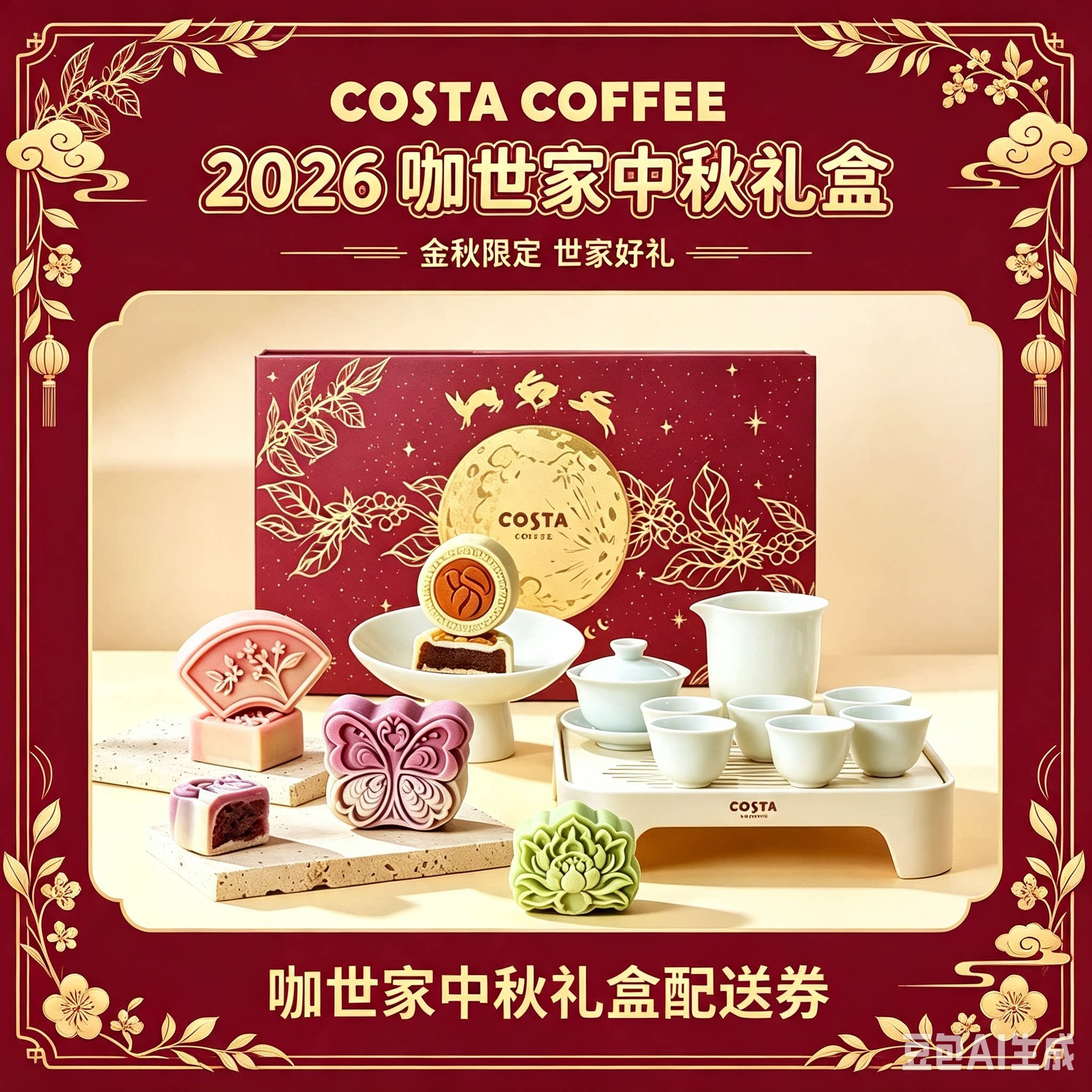 Costa咖世家月饼组合券票中秋糕点礼盒提货券全国通用送礼送祝福