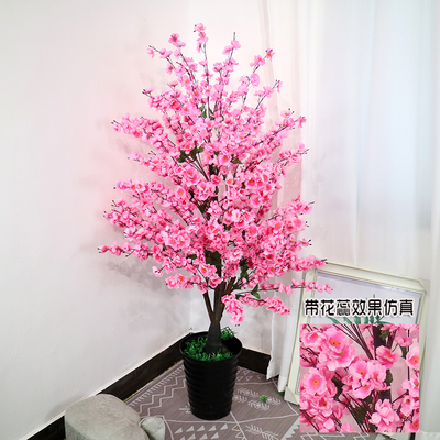 桃花树假树仿真植物盆栽