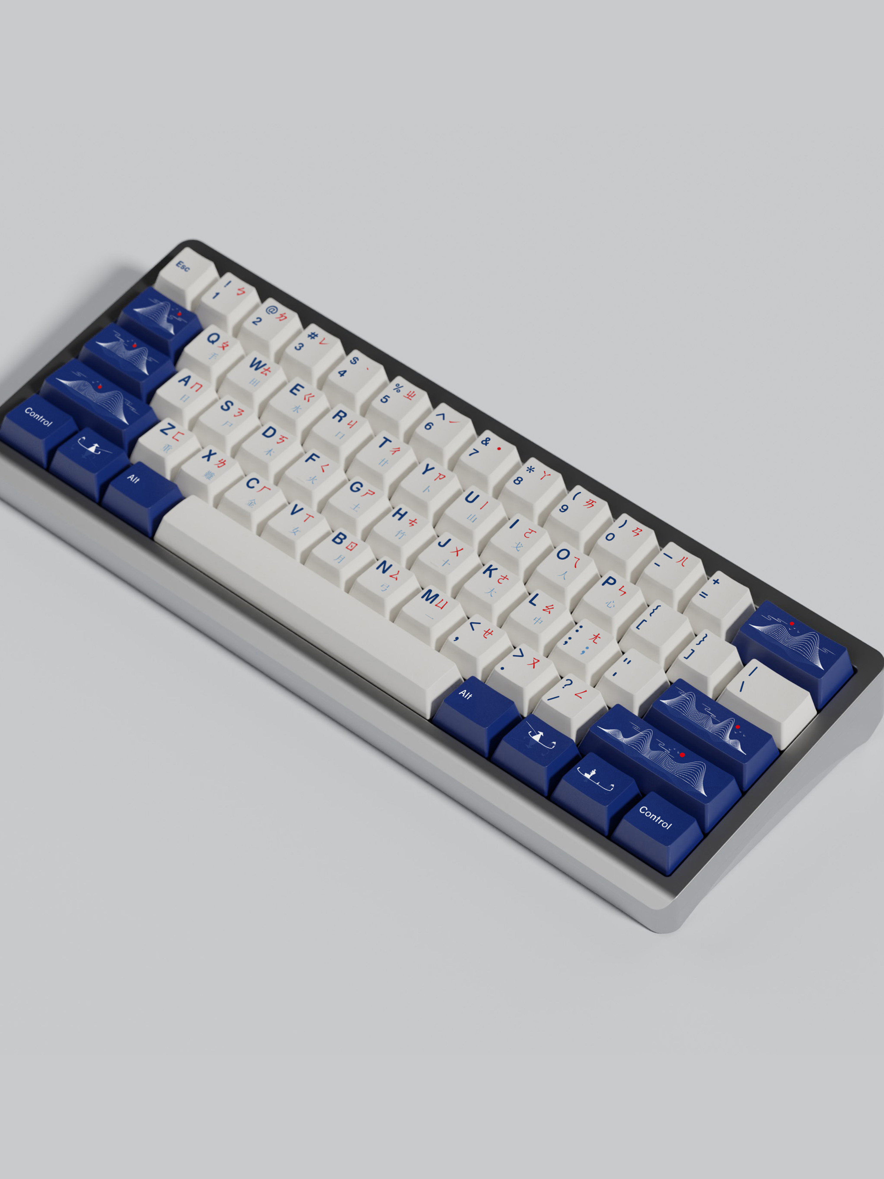 BLUE & WHITE - CUSTOMIZED ORIGINAL HEIGHT KEYCAP MECHANICAL KEYBOARD PBT SUBLIMATION SPLIT SPACE
