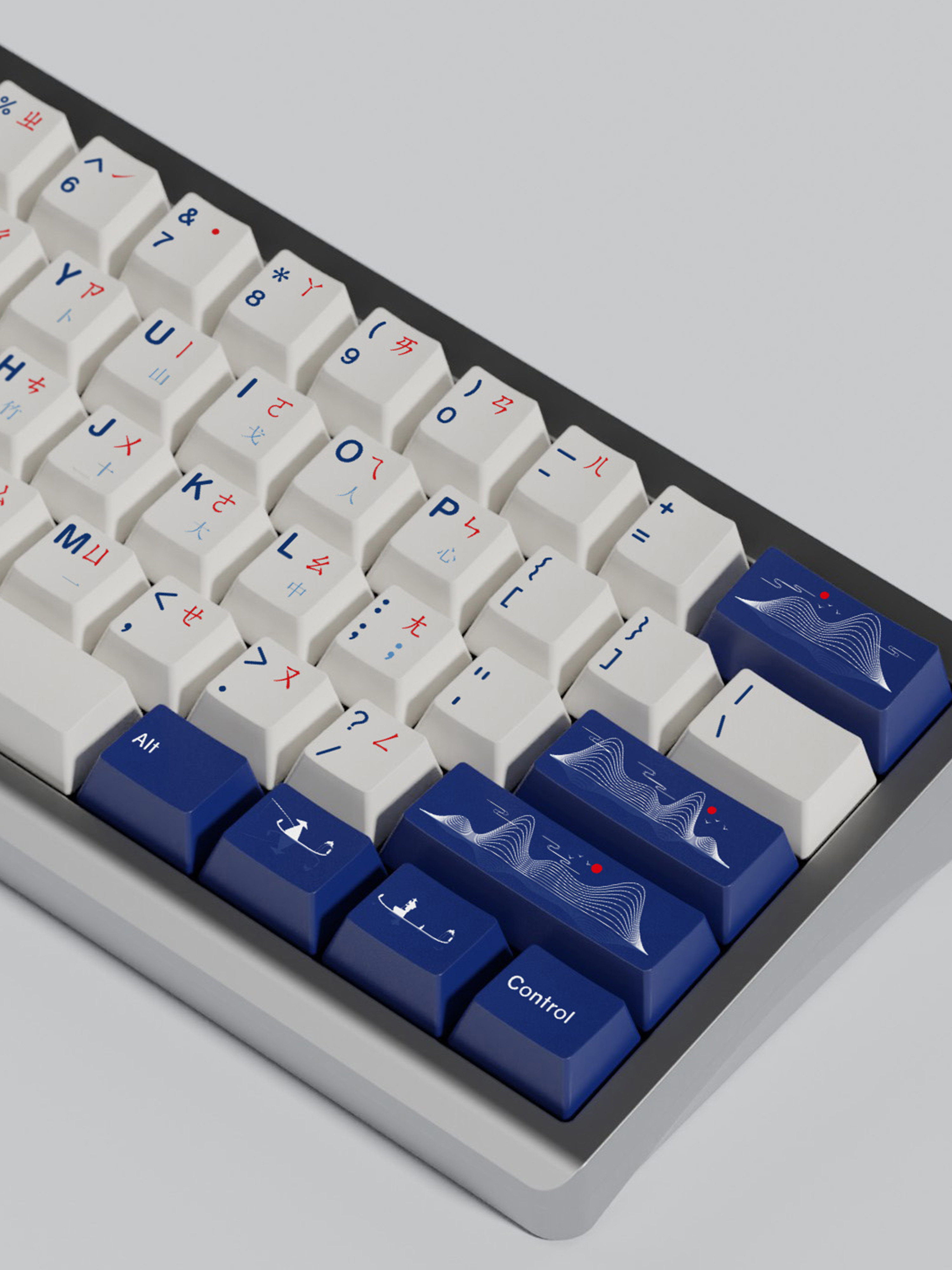 BLUE & WHITE - CUSTOMIZED ORIGINAL HEIGHT KEYCAP MECHANICAL KEYBOARD PBT SUBLIMATION SPLIT SPACE