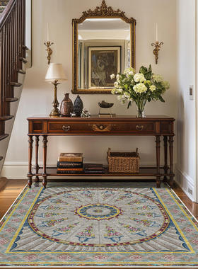 仿羊绒可机洗复古轻奢法式花卉英式宫廷风紫色客厅卧室防滑地毯地