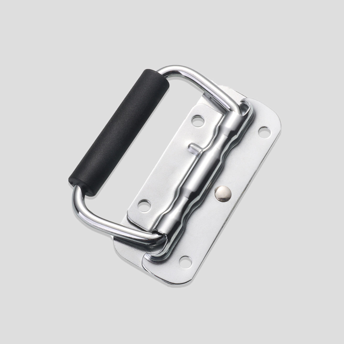 PL122工业机柜电箱门暗装304不锈钢拉手自动回弹回位带胶套弹簧