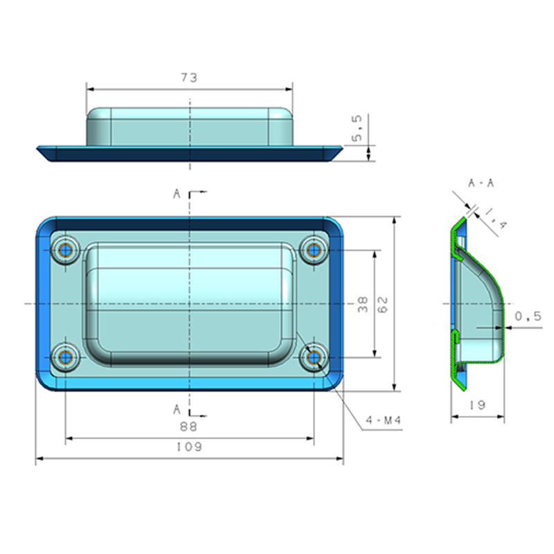 304不锈钢工业机械设备门暗抽手机柜箱体嵌入式隐藏内小型可拉手