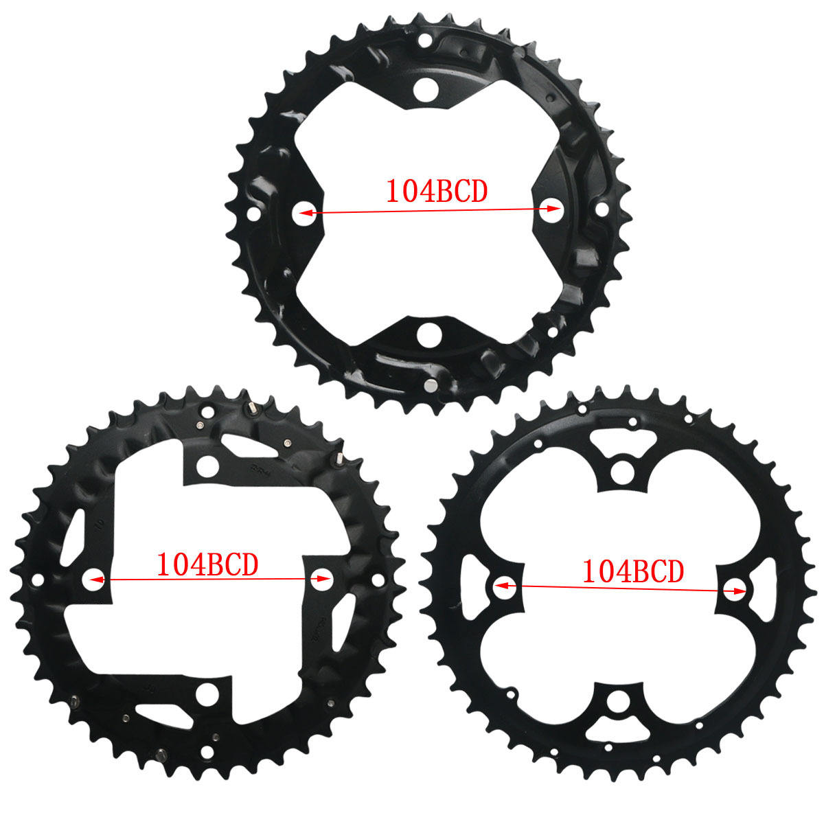 自行车齿盘修补件 牙盘 铝合金齿盘 钢盘 64/104BCD 22t/32/44T