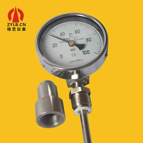 供双金属温度表全不锈钢径向型双金属温度计工业温度表WSS 100°C