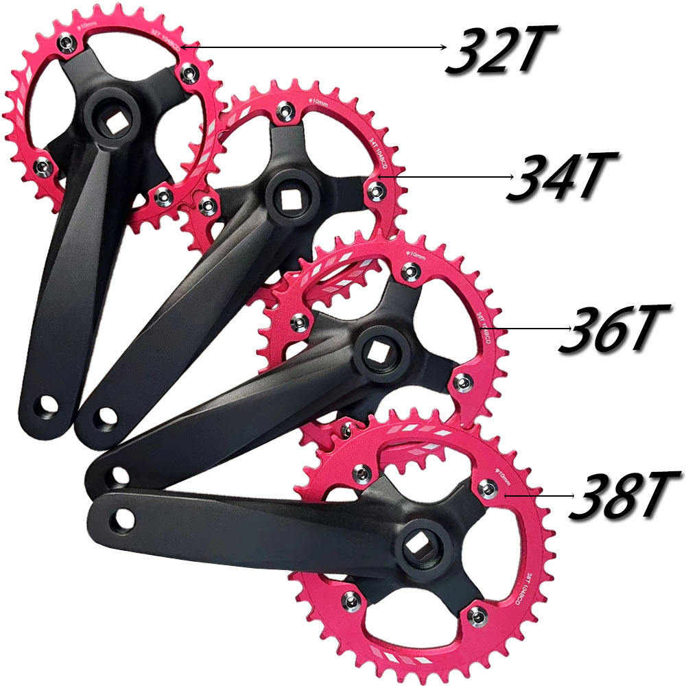 山地车方孔152mm曲柄104BCD正负齿牙盘单盘34t非一体齿盘32T38T