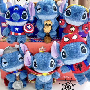 正版HotToys漫威史迪奇公仔毛绒挂件盲盒钢铁蜘蛛侠可爱男生礼物