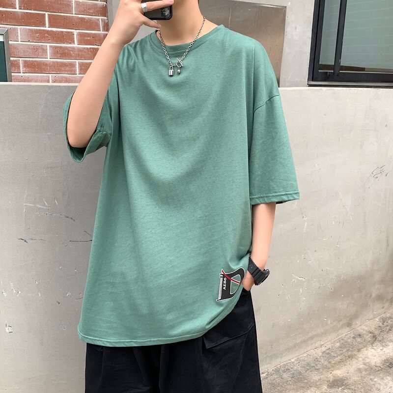 2021新款港风黑色印花大码短袖T恤半袖男A061-T3007,男装T恤,电商A061