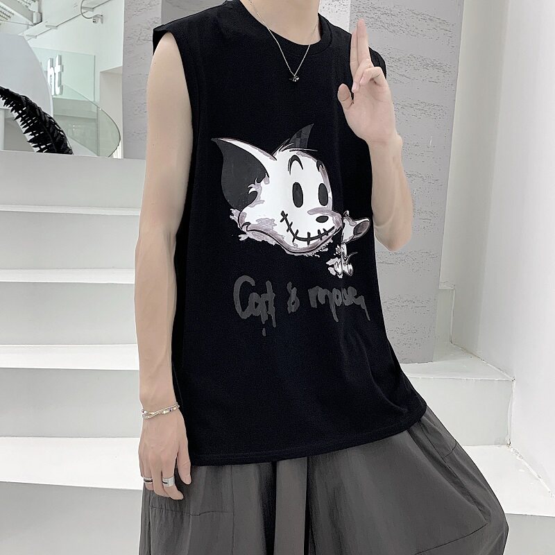 2021年夏季新款无袖背心T恤纯棉短袖T恤男A061-B,男装T恤,电商A061