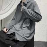 2021春款港风白色宽松休闲衬衣长袖衬衫B275-C9006，男装衬衫，电商A061