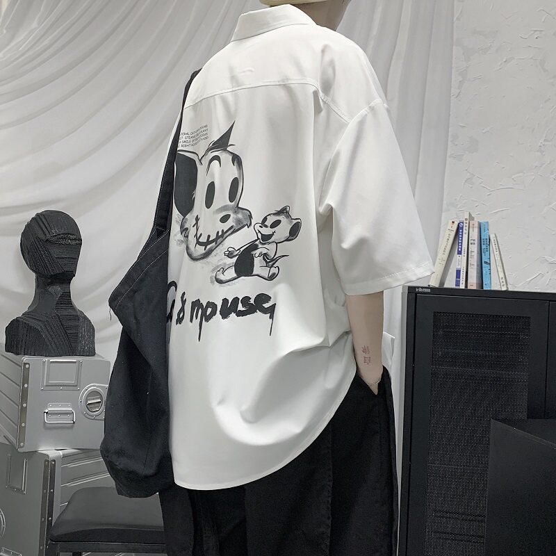 2021白色宽松衬衣短袖衬衫B275-C8006图片