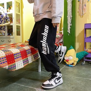 港风灯芯绒藏青色1保暖加厚休闲运动裤A061-K1886-P50控价68图片