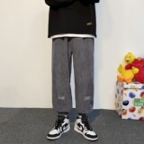 2021新款港风灯芯绒黑色宽松休闲运动裤A061-K1885-P50，男装休闲裤，电商A061