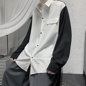 2021春款 港风黑白宽松休闲衬衣长袖衬衫B275-C9007图片