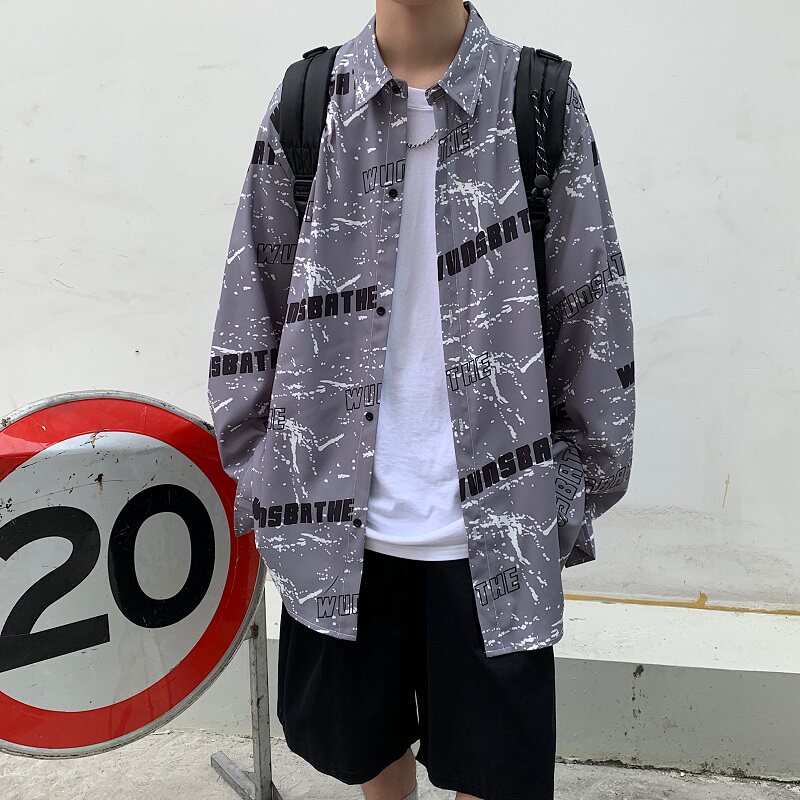 港风色宽松休闲衬衣长袖衬衫B275-C9010,男装衬衫,电商A061