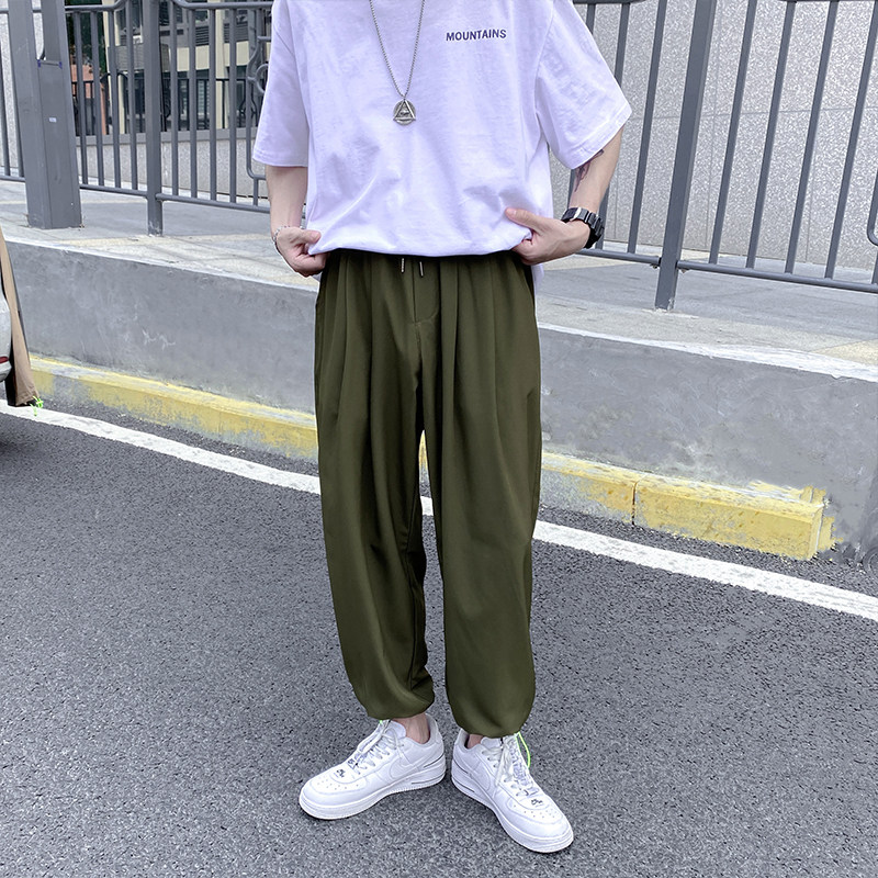 冰丝垂感卡其色九分裤休闲运动裤A061-K1906P20a,男装休闲裤,电商A061