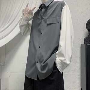 2021春款 港风黑白宽松休闲衬衣长袖衬衫B275-C9007图片